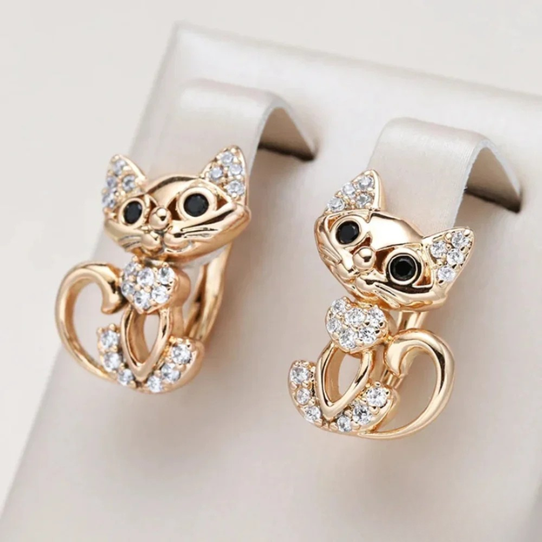 Elegante Zirkonia Kitty Øreringe