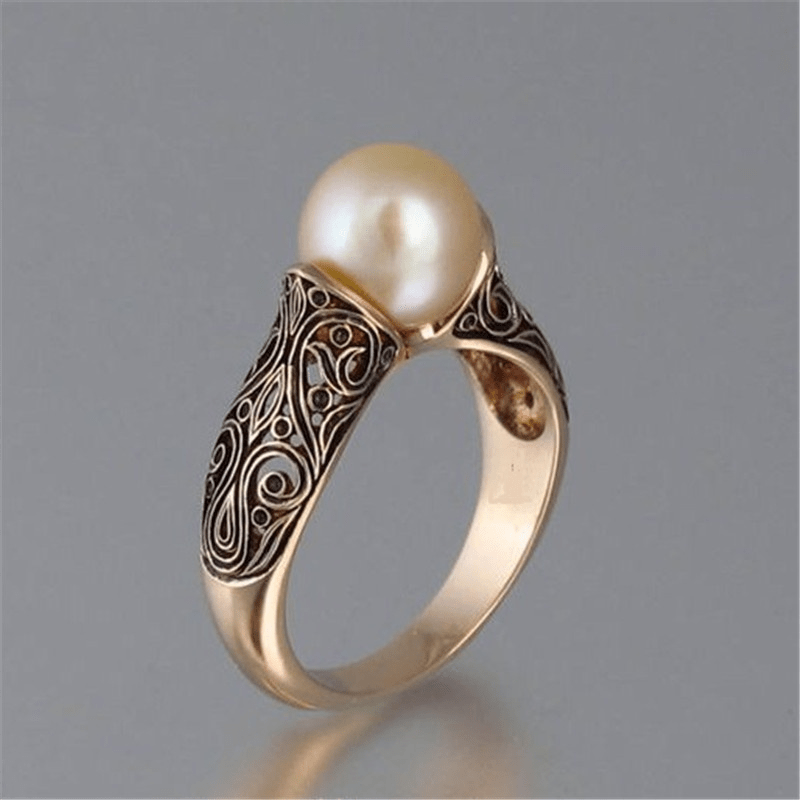 Gylden Vintage Ring med Perle