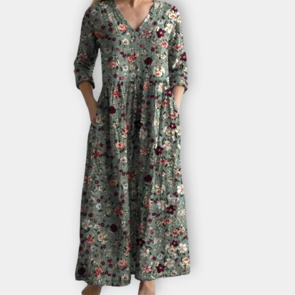Georgina - Maxi Boho Kleid in Ozeanbrise