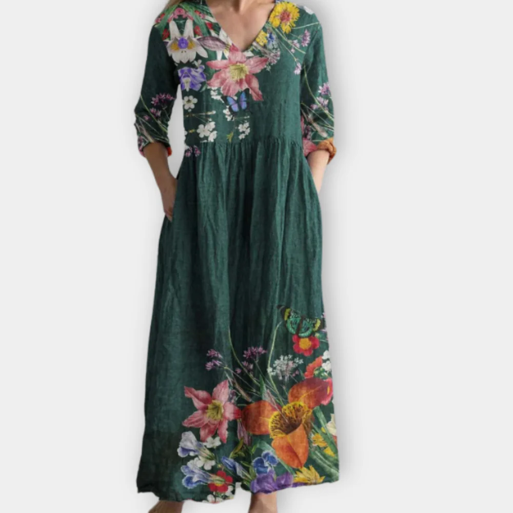Juno - Elegantes Baumwollkleid mit floralem Muster für den Alltag