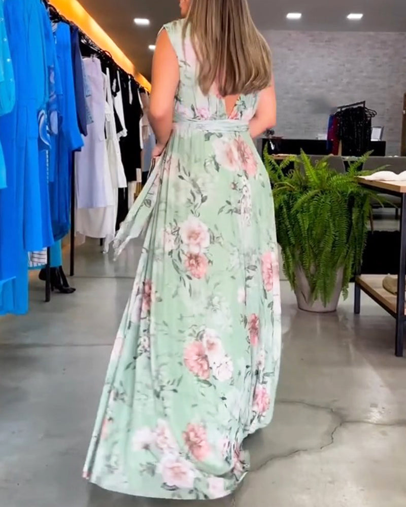 Langärmliges Kleid Gia mit Blumenmuster und Schlitzsaum