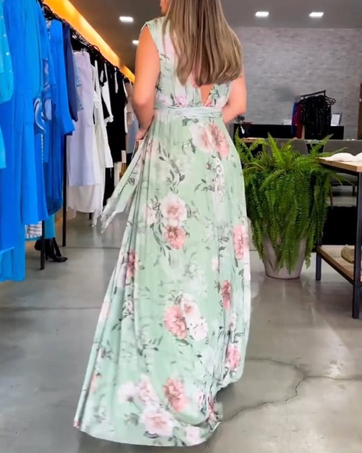 Langärmliges Kleid Gia mit Blumenmuster und Schlitzsaum