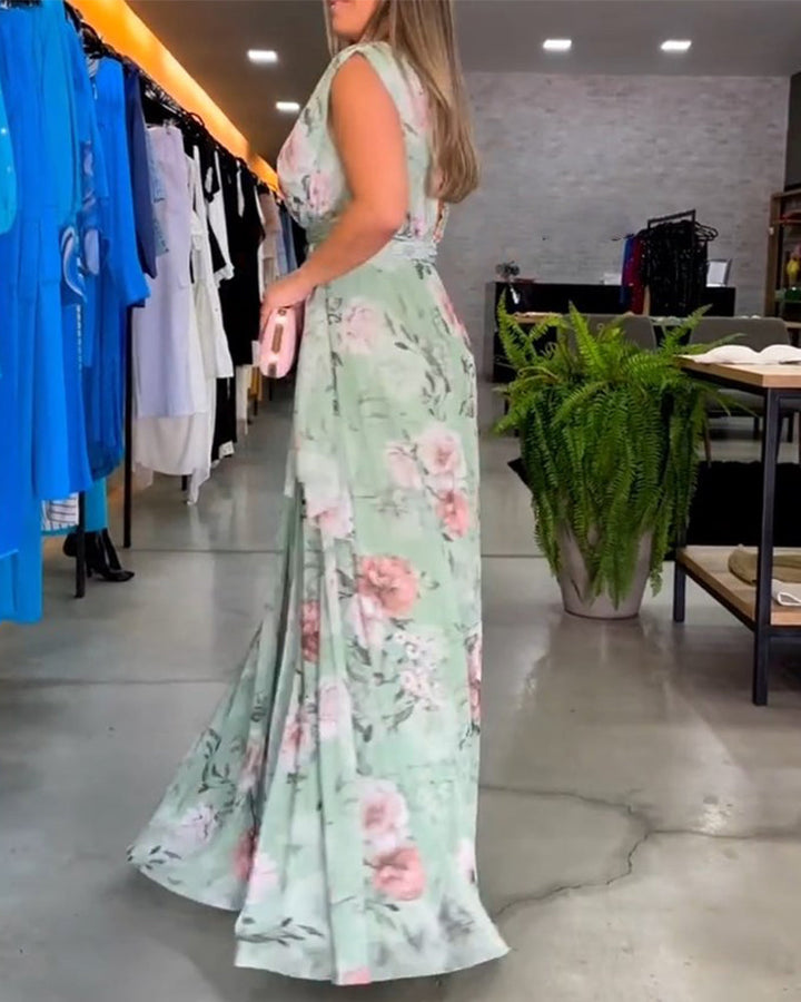 Langärmliges Kleid Gia mit Blumenmuster und Schlitzsaum