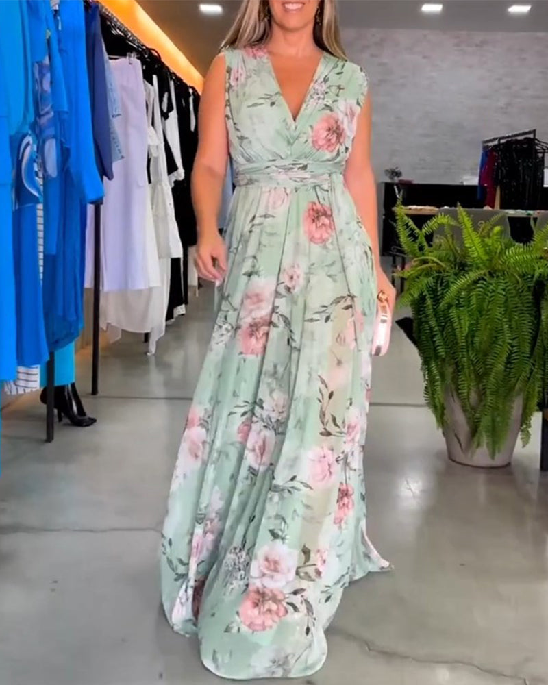 Langärmliges Kleid Gia mit Blumenmuster und Schlitzsaum