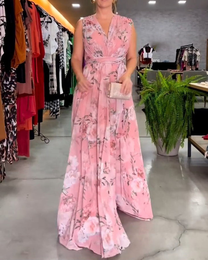 Langärmliges Kleid Gia mit Blumenmuster und Schlitzsaum