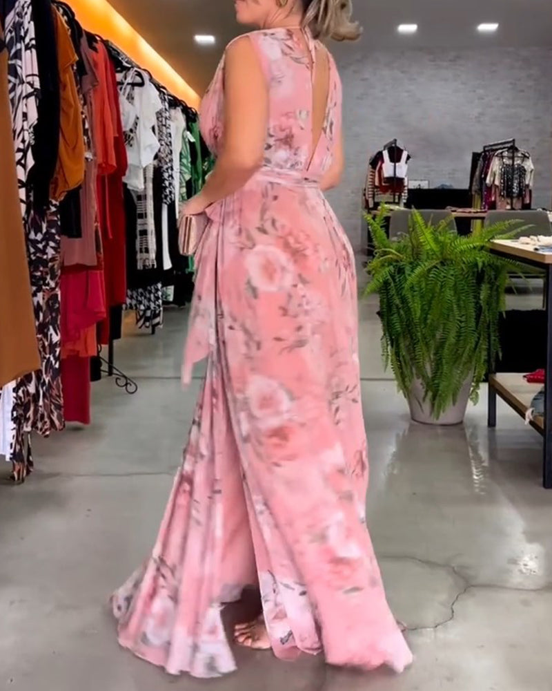 Langärmliges Kleid Gia mit Blumenmuster und Schlitzsaum