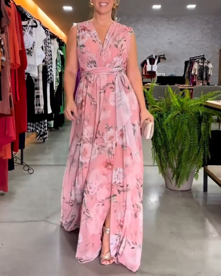 Langärmliges Kleid Gia mit Blumenmuster und Schlitzsaum