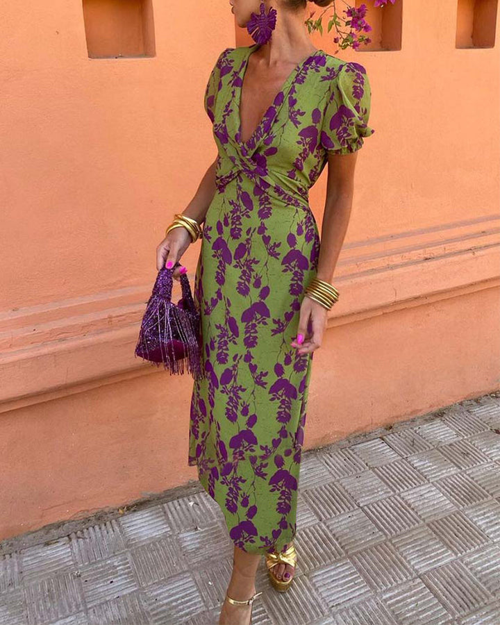 Della - Faltige Boho-Blumenrobe für Damen