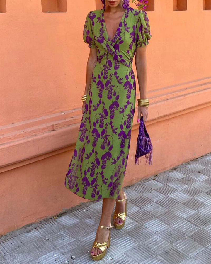 Della - Faltige Boho-Blumenrobe für Damen