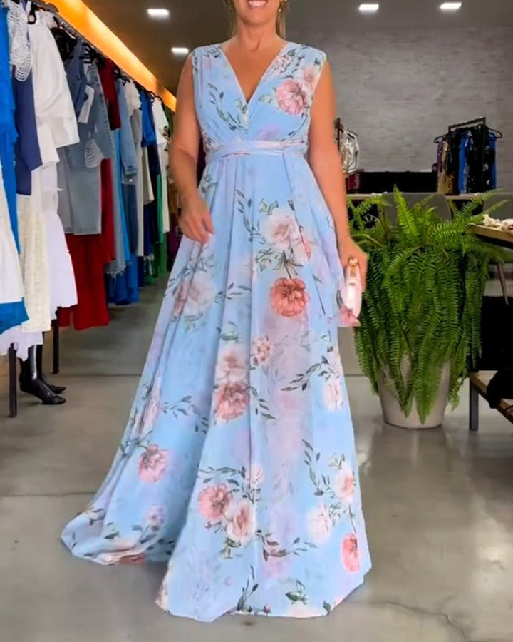 Langärmliges Kleid Gia mit Blumenmuster und Schlitzsaum