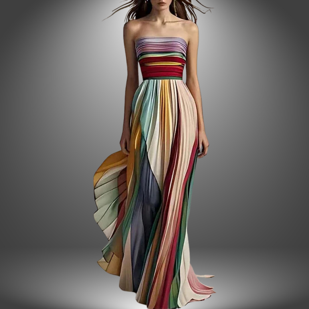 Dylan - Bunt gestreiftes Maxikleid