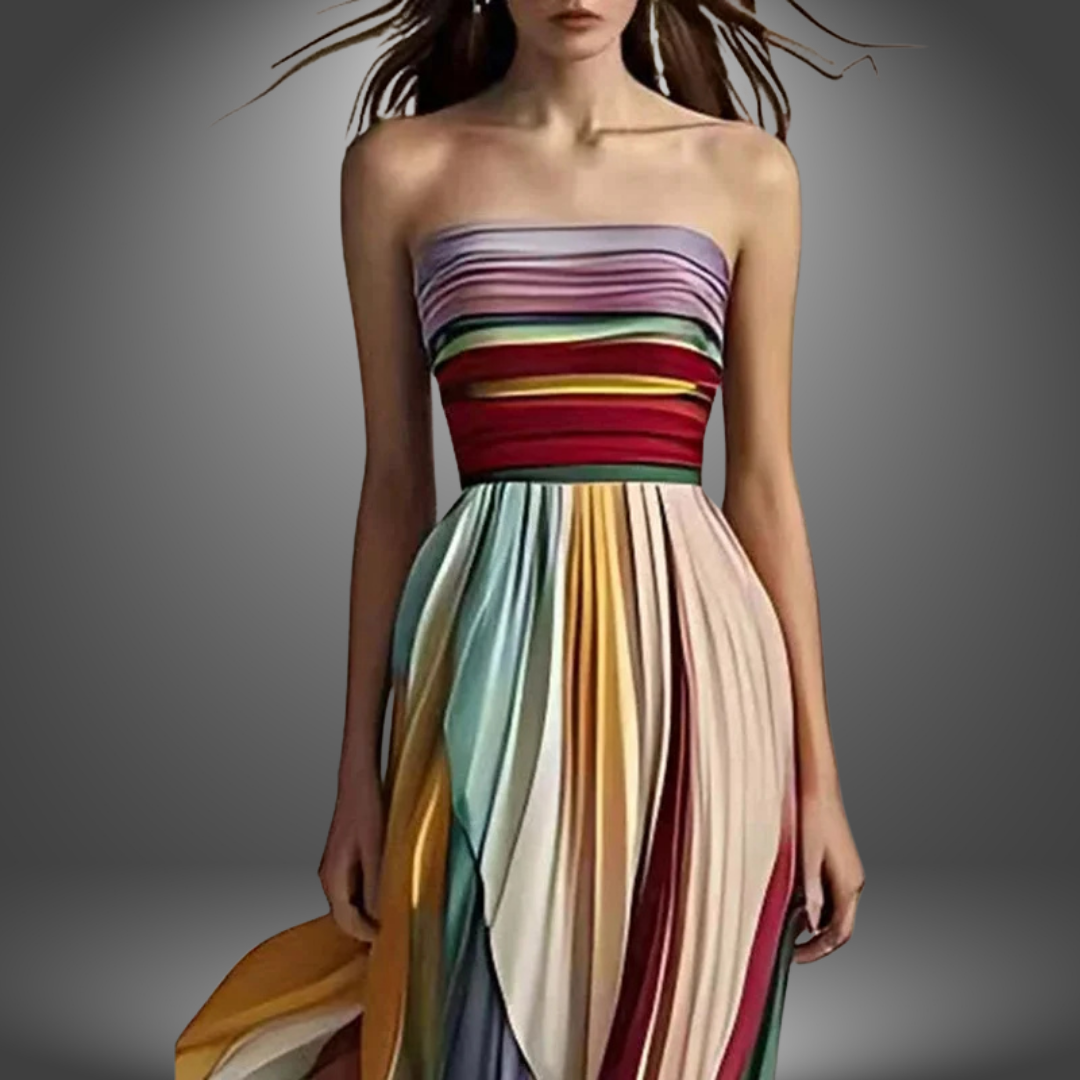 Dylan - Bunt gestreiftes Maxikleid