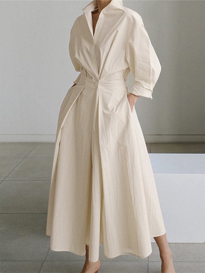 Brynn - Elegantes A-Linien Kleid mit Polo-Kragen