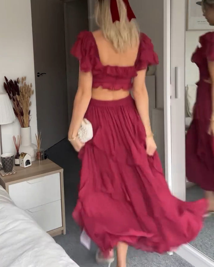 Quinlan - Elegantes hoch tailliertes Kleid mit Spitzenakzenten