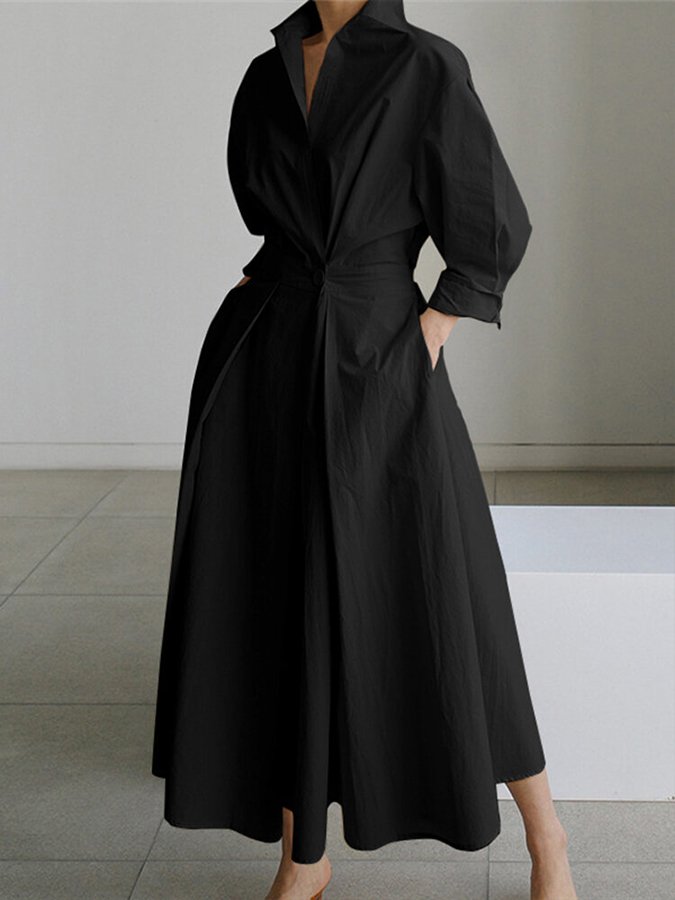 Brynn - Elegantes A-Linien Kleid mit Polo-Kragen