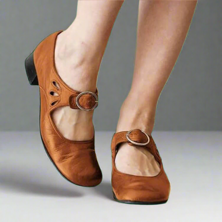 Denisa | Bequeme Orthopädische Ledersandalen mit Stilvollem Keilabsatz