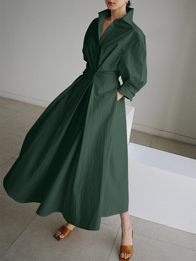 Brynn - Elegantes A-Linien Kleid mit Polo-Kragen