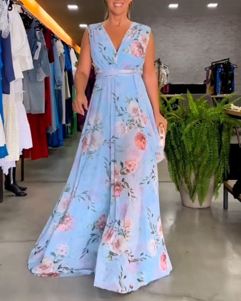 Langärmliges Kleid Gia mit Blumenmuster und Schlitzsaum