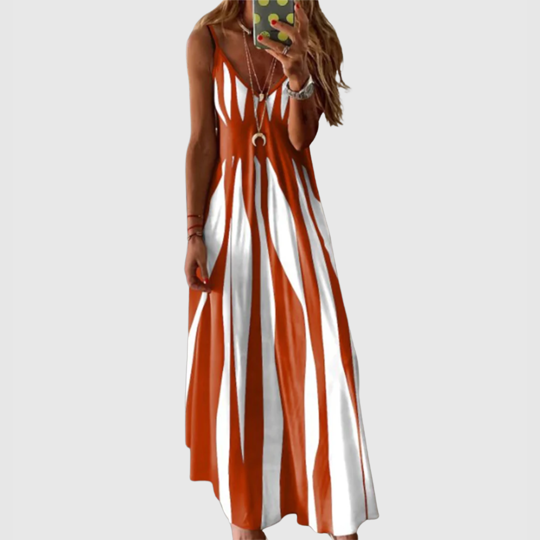 Ariella - Stilvolles Ärmelloses Maxikleid mit Streifen