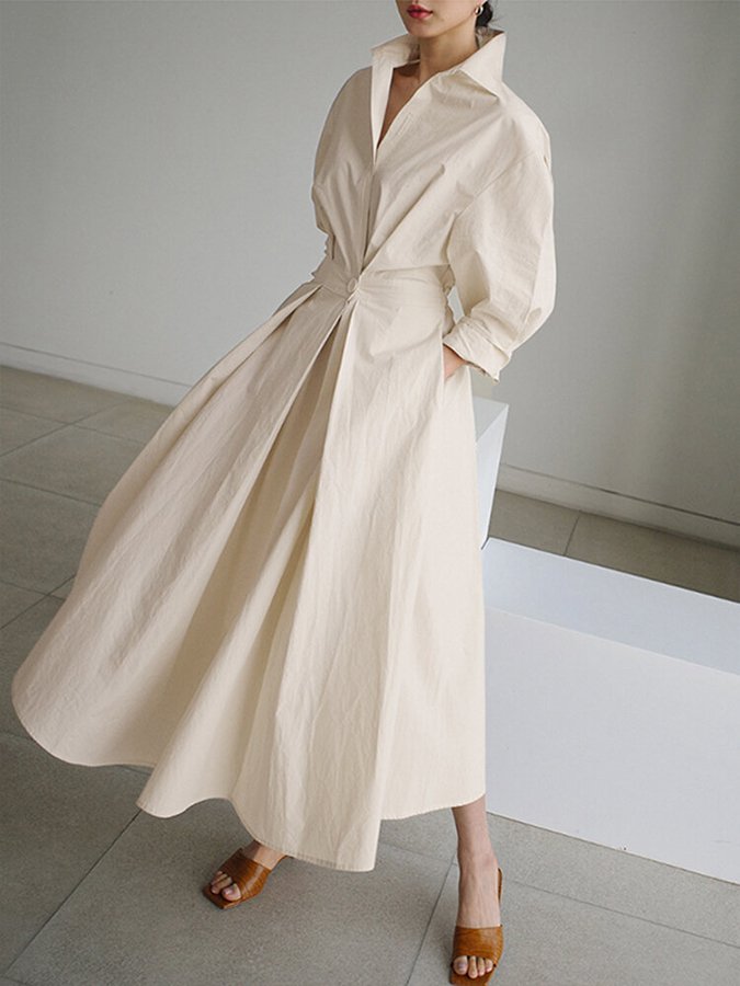 Brynn - Elegantes A-Linien Kleid mit Polo-Kragen
