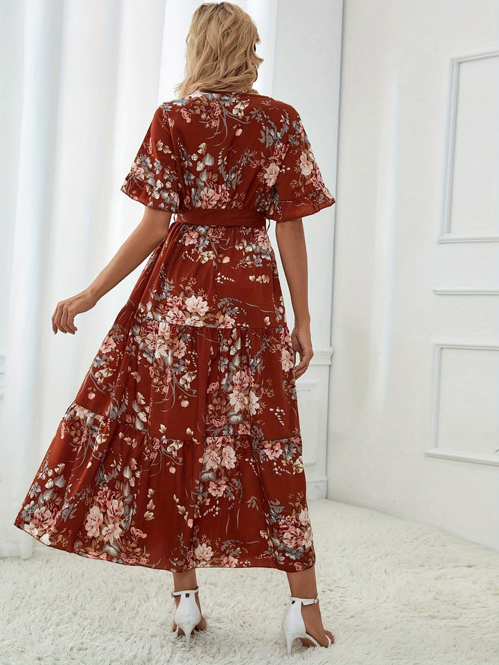 Rainn - Blumenmuster Kleid mit Rüschensäumen