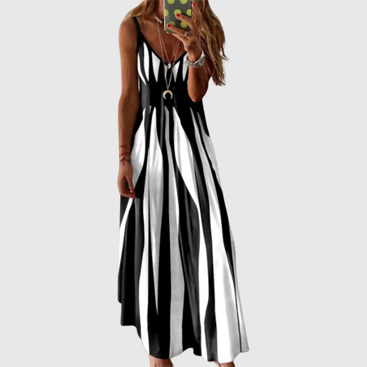 Ariella - Stilvolles Ärmelloses Maxikleid mit Streifen