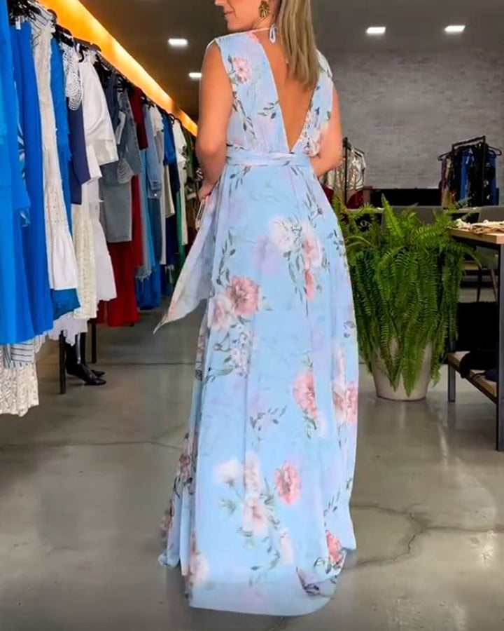 Langärmliges Kleid Gia mit Blumenmuster und Schlitzsaum