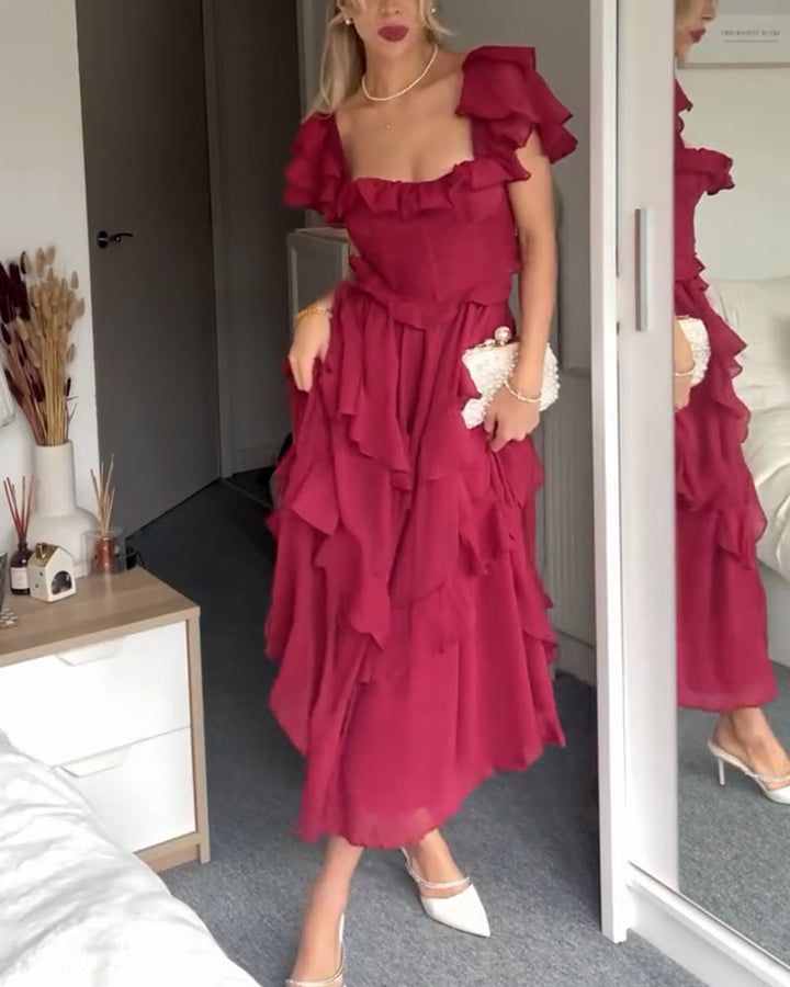 Quinlan - Elegantes hoch tailliertes Kleid mit Spitzenakzenten