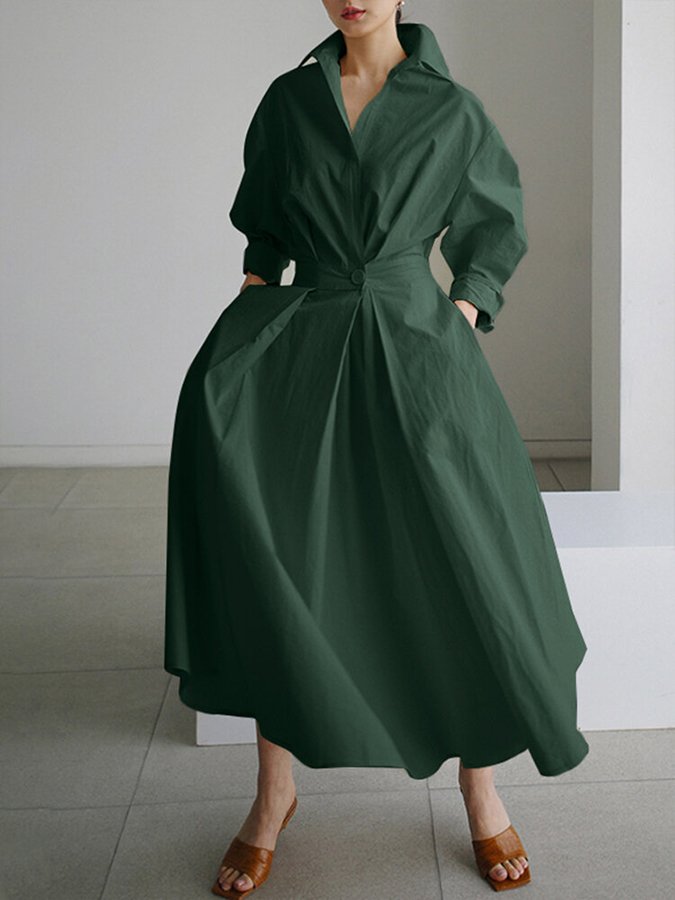 Brynn - Elegantes A-Linien Kleid mit Polo-Kragen