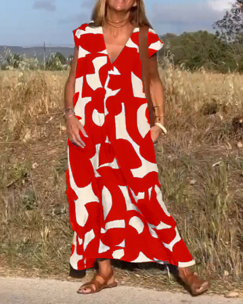 Elowen - Ärmelloses Kleid mit asymmetrischem geometrischem Design