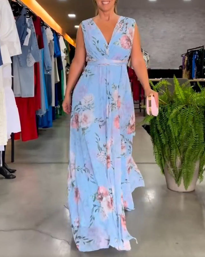 Langärmliges Kleid Gia mit Blumenmuster und Schlitzsaum