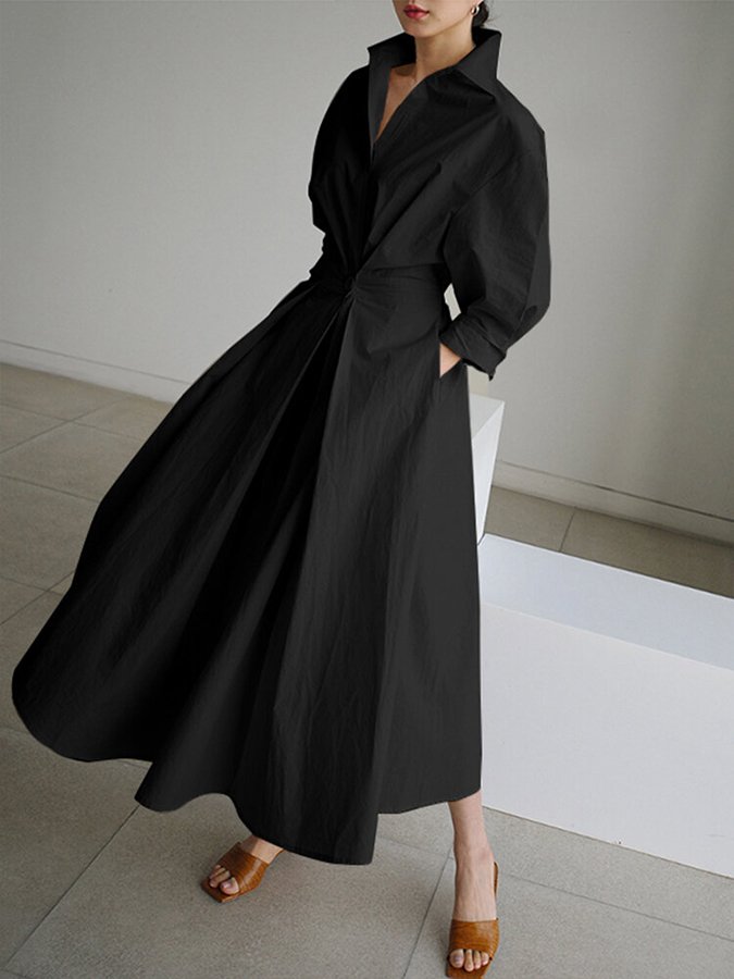 Brynn - Elegantes A-Linien Kleid mit Polo-Kragen