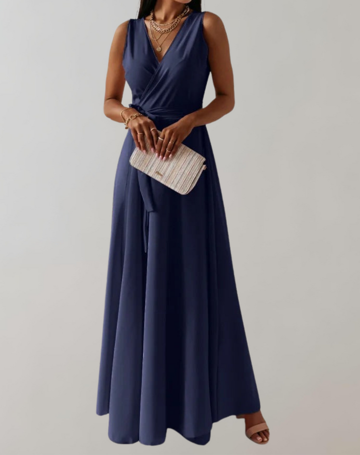 Izora - Stilvolles ärmelloses V-Ausschnitt-Kleid