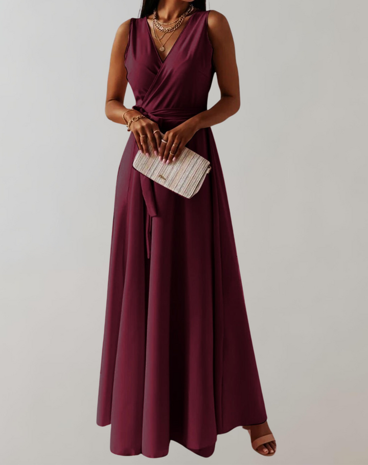 Izora - Stilvolles ärmelloses V-Ausschnitt-Kleid