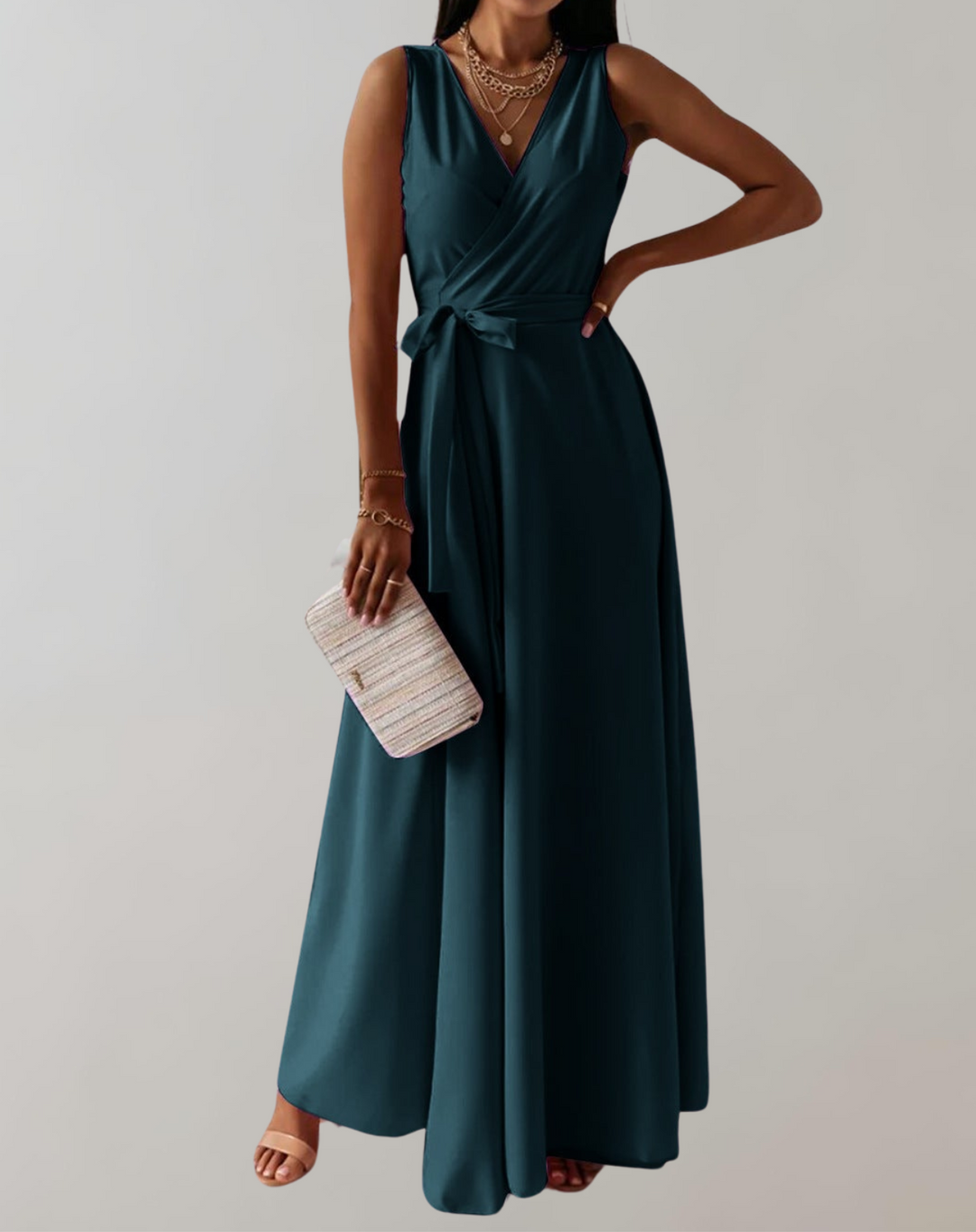 Izora - Stilvolles ärmelloses V-Ausschnitt-Kleid