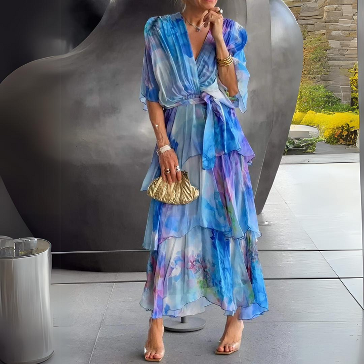 Diana | Glänzendes V-Ausschnitt Kleid