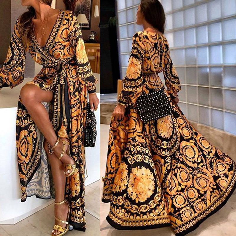 Melody - Sommerliches Boho-Maxikleid mit V-Ausschnitt