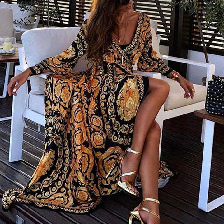 Melody - Sommerliches Boho-Maxikleid mit V-Ausschnitt