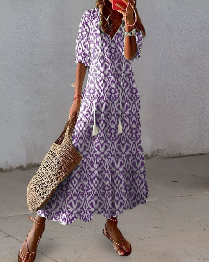 Celina™ | Boho Mave Dækkende Kjole" can be rewritten as "Celina™ | Bohemian Maternity Maxi Dress.
