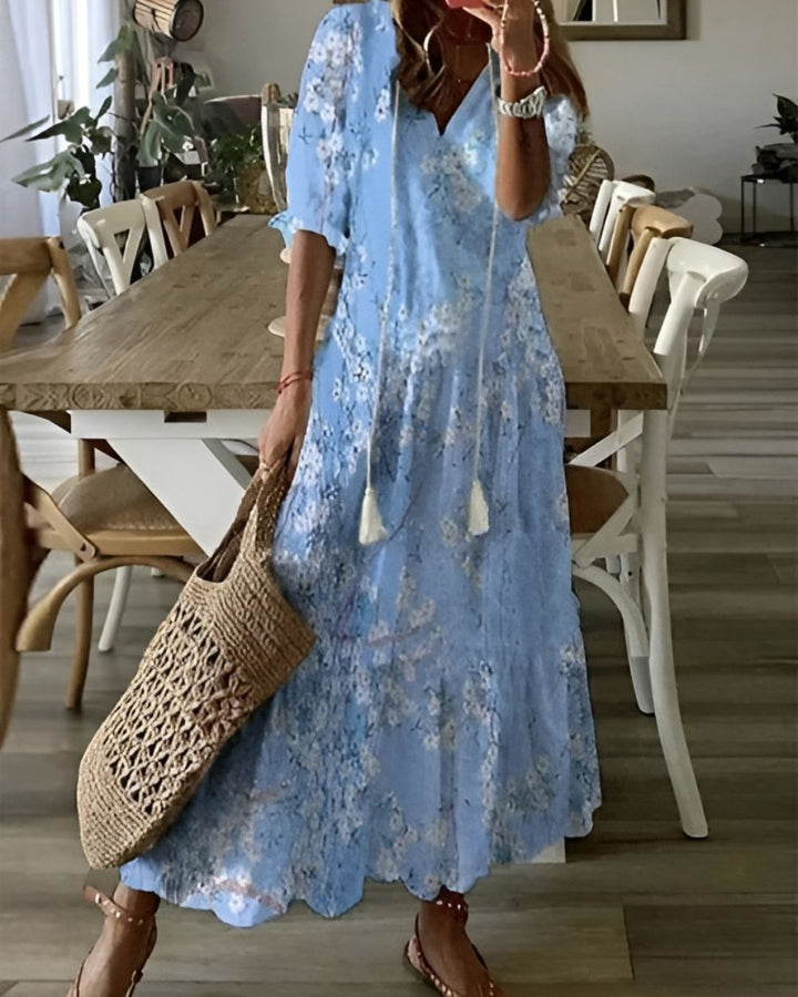 Celina™ | Boho Mave Dækkende Kjole" can be rewritten as "Celina™ | Bohemian Maternity Maxi Dress.