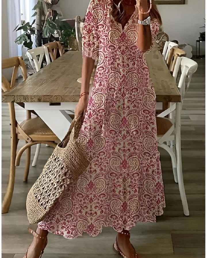 Celina™ | Boho Mave Dækkende Kjole" can be rewritten as "Celina™ | Bohemian Maternity Maxi Dress.