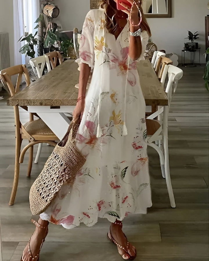 Celina™ | Boho Mave Dækkende Kjole" can be rewritten as "Celina™ | Bohemian Maternity Maxi Dress.