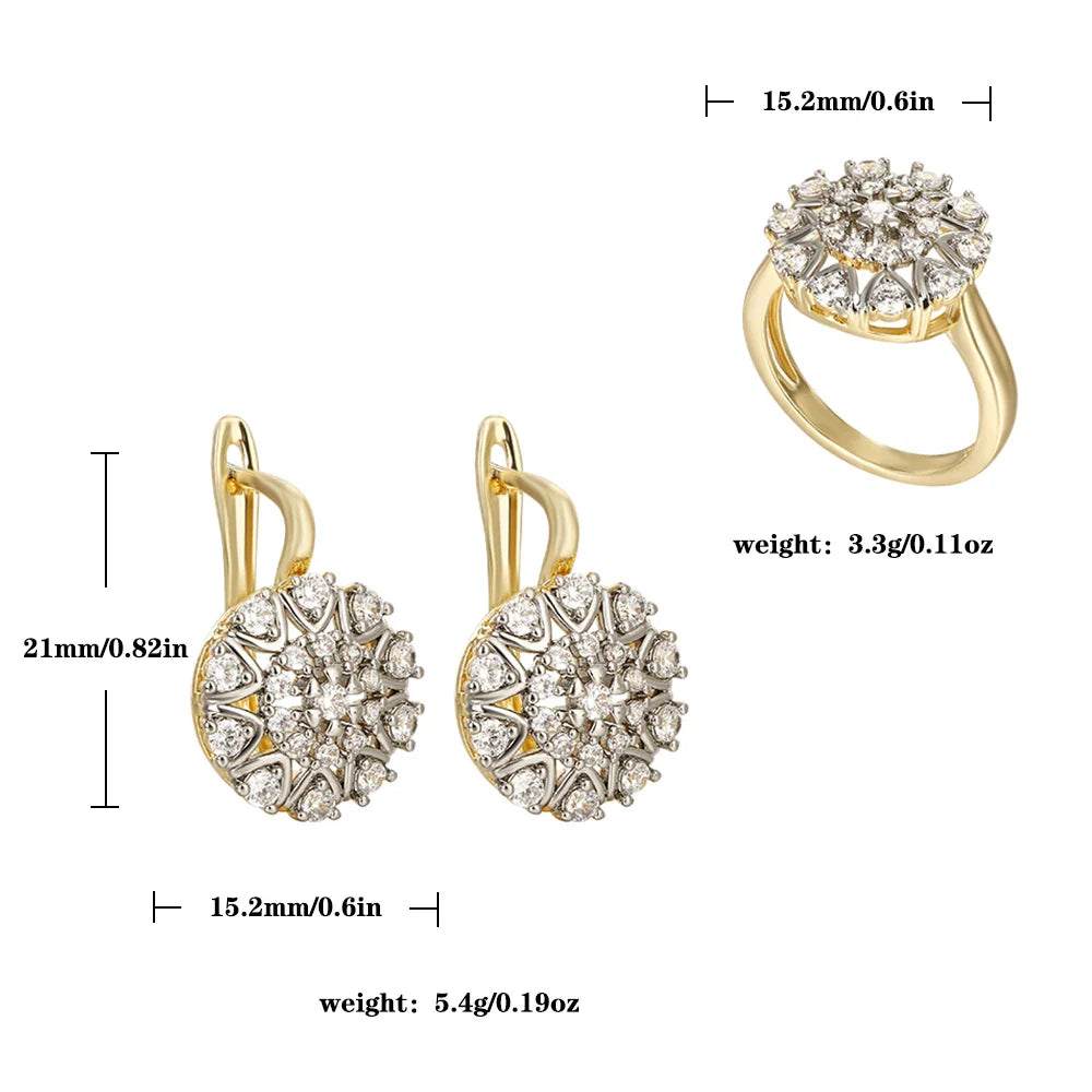 Elegant zirkonia ring + øreringesæt