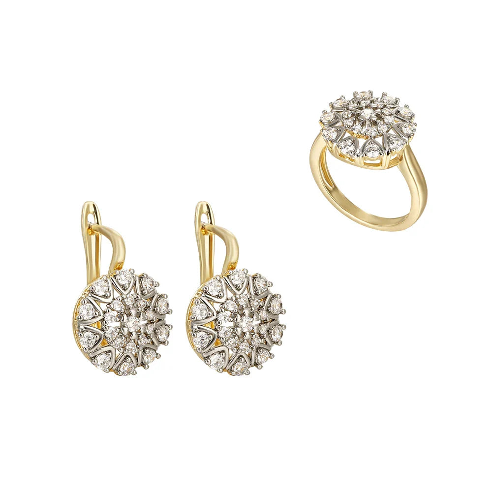 Elegant zirkonia ring + øreringesæt