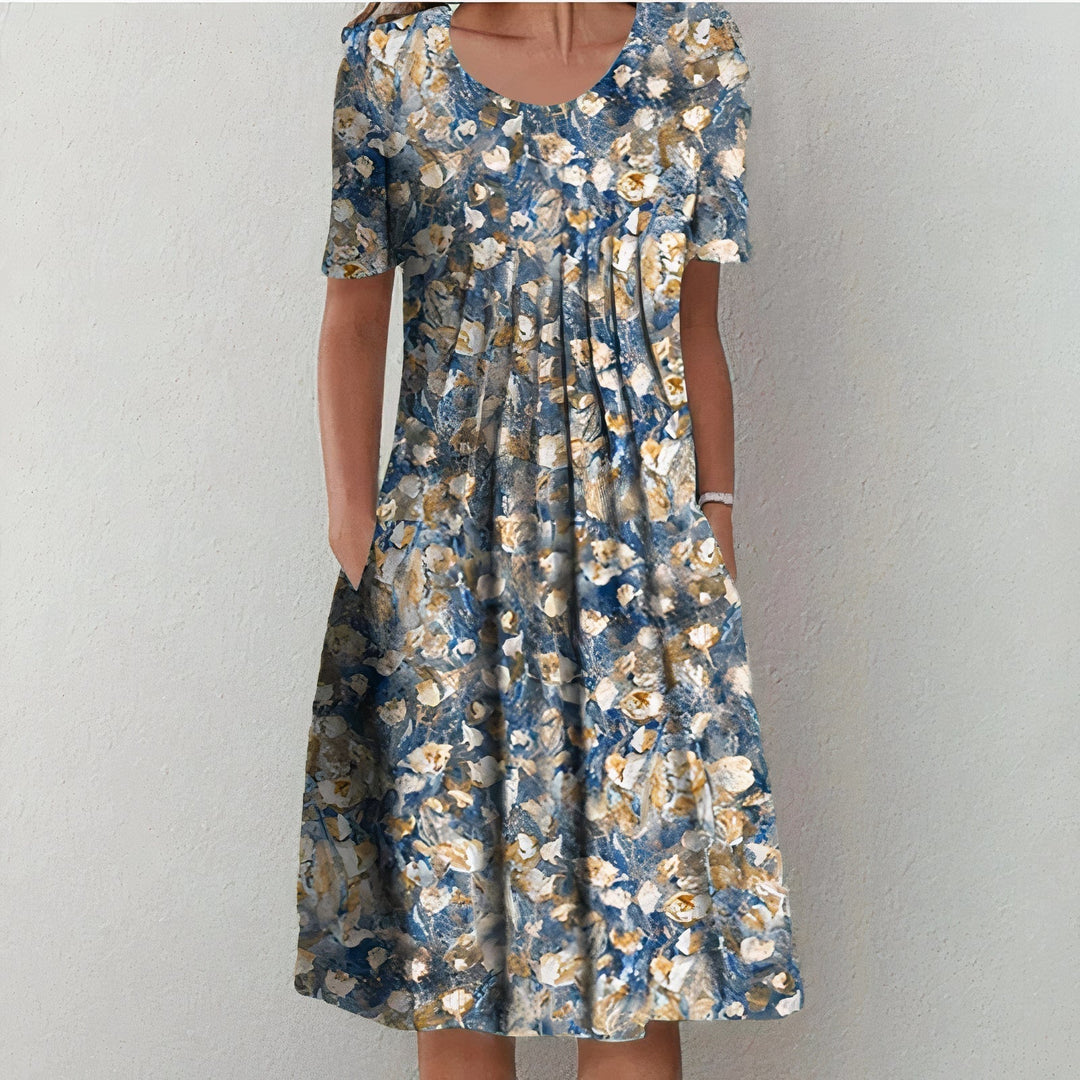 Leilani - Rüschendes Abendkleid im Sommerblüten-Design