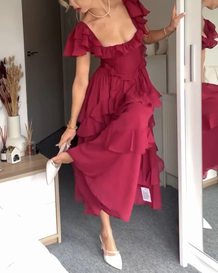 Quinlan - Elegantes hoch tailliertes Kleid mit Spitzenakzenten