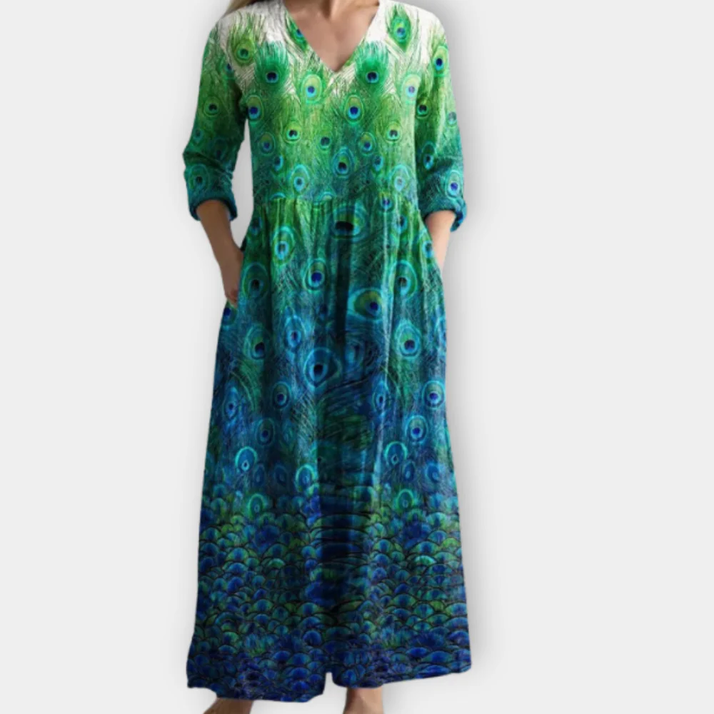 Skye - Elegantes V-Ausschnitt Boho Kleid