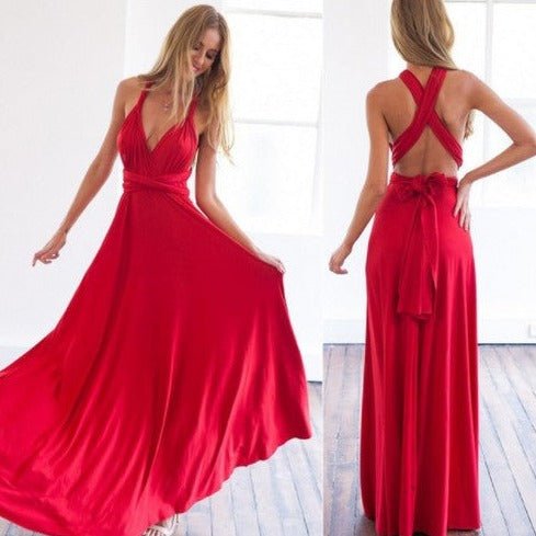 Henley - Langärmliges V-Ausschnitt Kleid mit Buntem Träger
